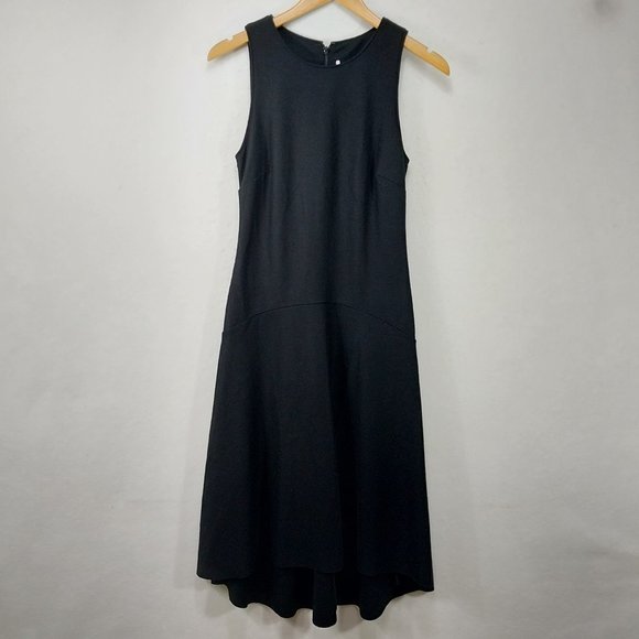 Banana Republic Black Dress Size 4 Small 100% Wool Sleeveless Fit Flare High Low - Picture 1 of 13